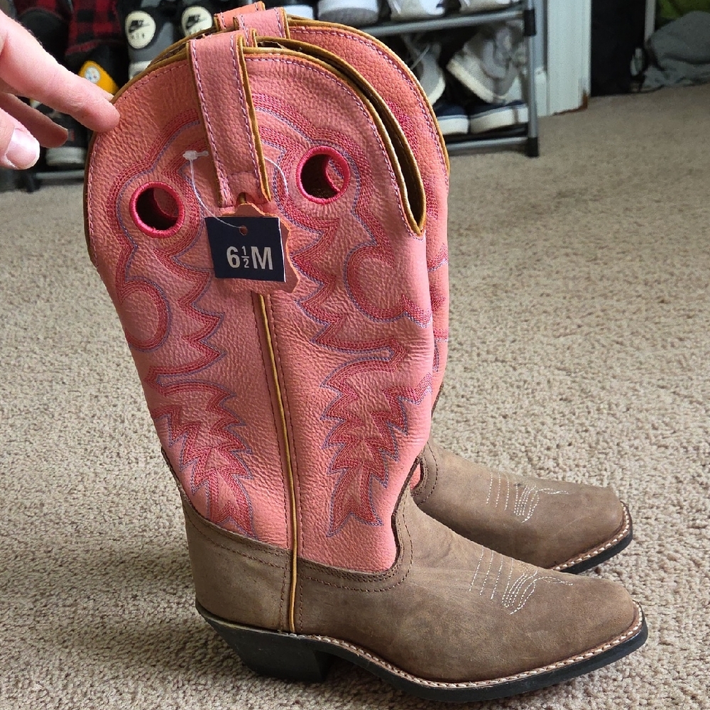 Pink and Brown Cowboy Boots